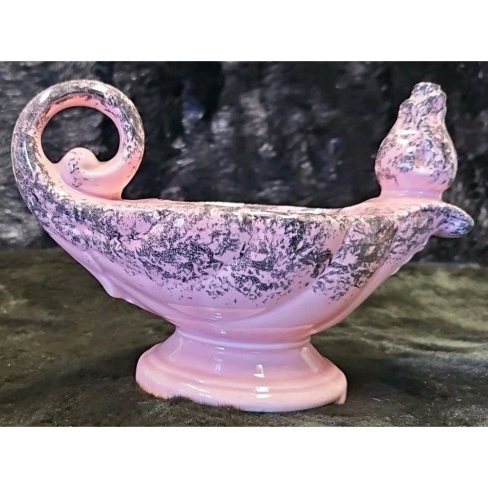 Shawnee Pottery pink and black "genie‎ lamp" or Aladdin lamp planter